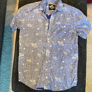 Corona Extra Distressed Blue Button Down Shirt